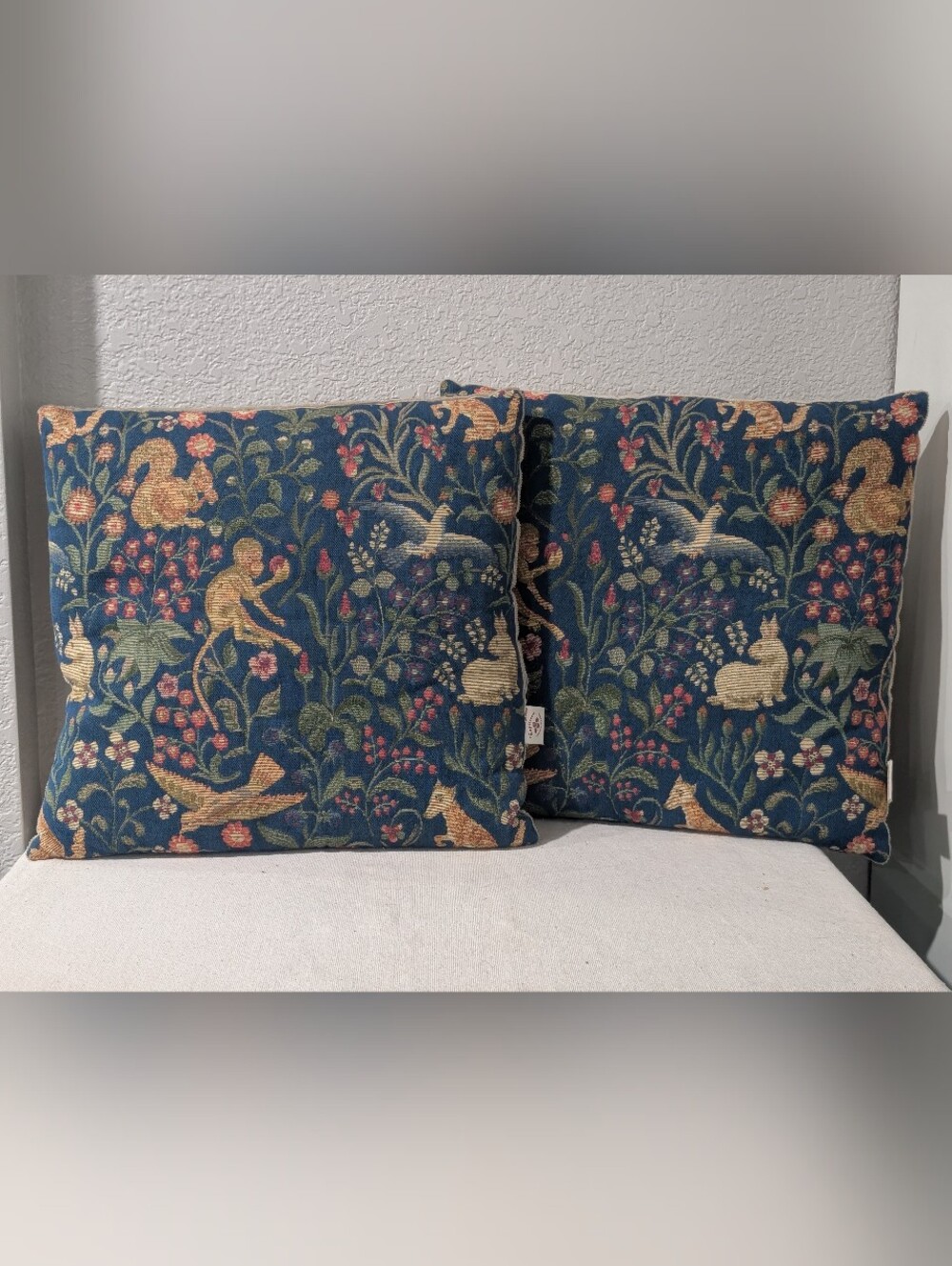 Vintage Tapisserie Ambiances de France Tapestry Accent Pillows x2 Monkey Jungle